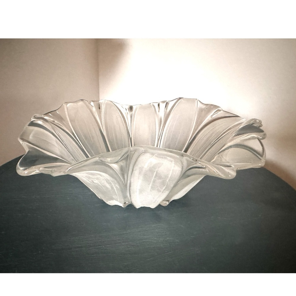 Vintage Mikasa Glass Sunflower Frost Large Round Bowl 13 1/4" New In Box Germany - Picture 7 of 9
